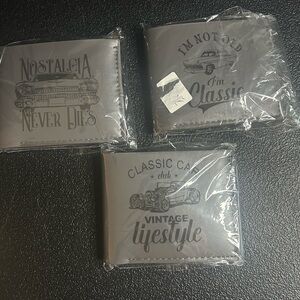 Gray Vintage Car-Themed Wallets